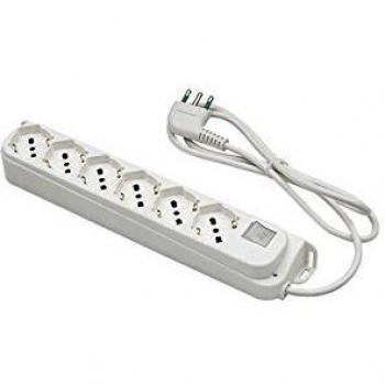 Multipresa Fanton 6 Salidas Schuko con Interruptor 2P+T 16A y Cable de 1.5m - Blanca