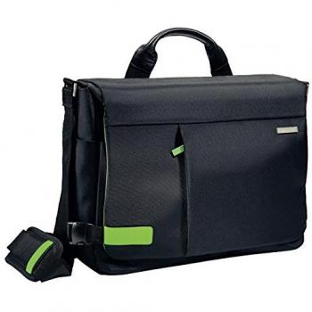 Leitz 60190095, Bolso Messenger para PC 15,6 Smart Traveller, Poliéster/Metal/Piel, Negro