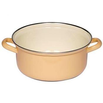 Cacerola Riess Classic 20 cm con borde cromado, esmalte amarillo dorado pastel, inducción, capacidad 2 L