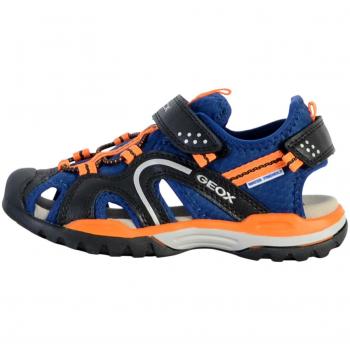 Sandalias Geox Borealis Azul-Naranja para niño con cierre de velcro, modelo IGEO23E65, talla 30