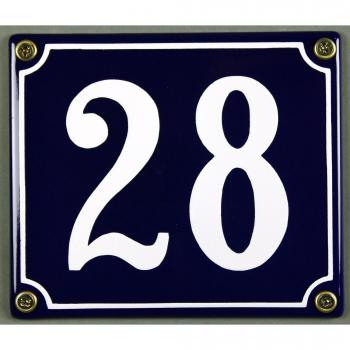 Placa de Número para Casa en Esmalte Azul y Blanco, Personalizable del 1 al 30, Tamaños 12x12 cm y 12x14 cm, Resistente a la Intemperie