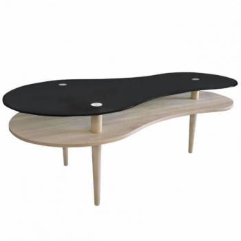 Mesa de centro Peanut Melamina - Madera - Cristal 140x60x70