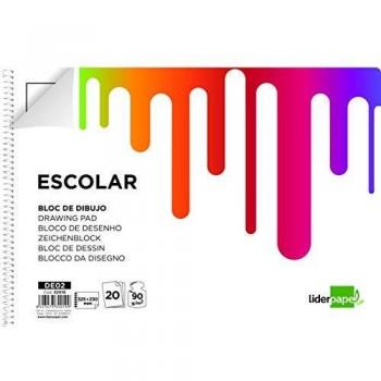 Liderpapel - Bloc de Dibujo Escolar con Espiral, 230x325mm, 20 Hojas de 90g m2 y Recuadro