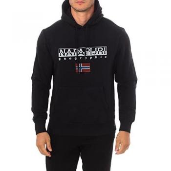 Napapijri B-Ayas Men's Black Hoodie - Long Sleeve, Round Neck, Size 2XL