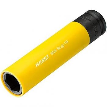 HAZET 904SLG-19 Llave de vaso de impacto hexagonal extralarga cuadrado hueco 1/2 pulgadas (12,5 mm) perfil de tracción de hexágono exterior 19 mm