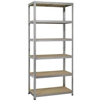 Avasco 5400431640007 - 175 fuerte clip de estantería / haul metal / madera con 6 estantes 200 x 100 x 40 cm clara galvaniza