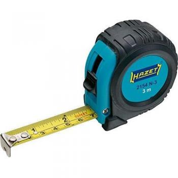 Cinta métrica HAZET 2154N-3, longitud de 3 metros, diseño compacto y resistente, con cinta de acero flexible, graduación en milímetros y pulgadas, carcasa robusta para mayor durabilidad