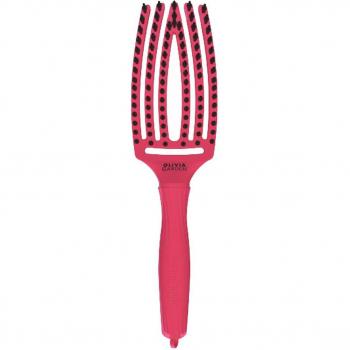 Olivia Garden Fingerbrush L'amour Flat Brush for Hair - Hot Pink, 1 pc