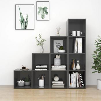 Set de Muebles para TV 4 Piezas en Madera de Ingeniería Gris Brillante