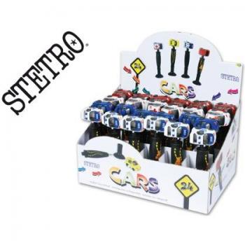 Boligrafos stetro fantasia con ventosa cars expositor 24 unidades