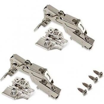 Emuca 1015407 Pack de 2 bisagras de cazoleta Ø35mm 165° cierre suave para puerta arremetida y suplementos Euro con regulación excéntrica