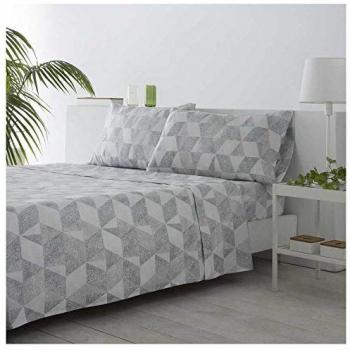 Juego de sábanas CUDILLERO microfibra hipoalergénica gris para cama de 160 x 190/200 cm - incluye sábana encimera, sábana bajera ajustable y fundas de almohada