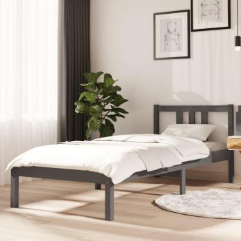 Estructura de cama individual de madera maciza gris Day and Night 75x190 cm