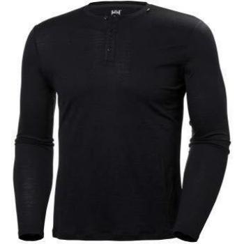 Helly Hansen Light Button - Camiseta de Manga Larga para Hombre, Unzutreffend, Botones de Manga Larga con botón de luz, Hombre, Color Negro, tamaño Large