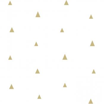 Papel pintado triángulos gráficos en oro y blanco - 0,53 x 10,05 m