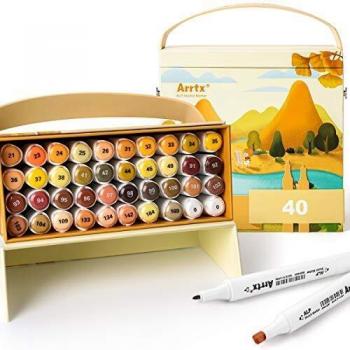 Rotuladores de alcohol 40 Ardor Colores, Arrtx ALP Marcadores permanente doble punta con caja única para niños, adulto colorear, llama, luz, manga, dibujar, ilustración, pintar, Anime, regalo