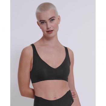 Bralette Sloggi Zero Feel 2.0 sin aros con cierre de gancho, color negro, talla L+ para mujer