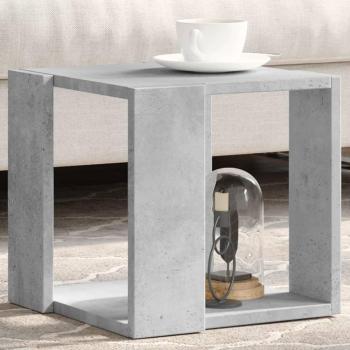 Mesa de centro multicapa de madera y hormigón gris 32x32x30 cm