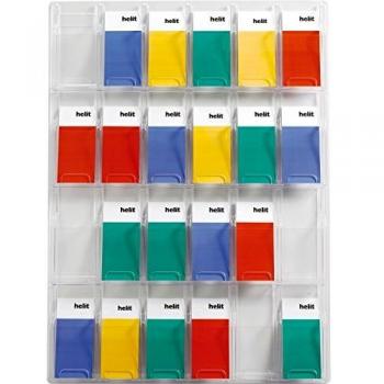 Soporte de pared transparente Clearly con 24 compartimentos para documentos 1/3 DIN A4