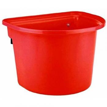 Comedero Portátil para Caballos Rojo de 12 L con Soporte de Montaje y Desmontaje
