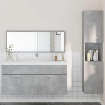 Set de muebles de baño 3 piezas de hormigón y madera gris multicapa