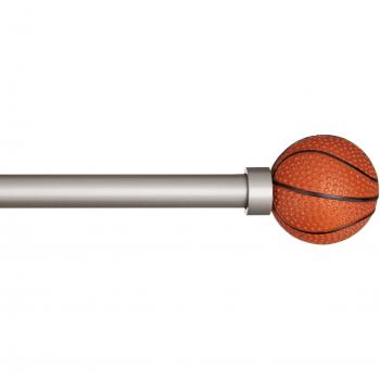 AmazonBasics - Barra de cortinas decorativa de 1,6 cm con remates de balón de baloncesto, 218 cm