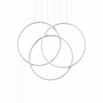 Lámpara colgante LED integrada de metal y aluminio blanco, 1 bombilla, luz cálida 3000K, potencia de 82W