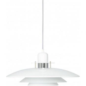Lámpara colgante Primus de metal y cromo, diámetro 43 cm, con acabado blanco, 1 luz E27