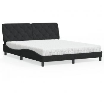 Cama con colchón de terciopelo negro 160x200 cm Vidaxl