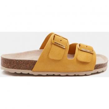 Abbacino Sandalias Planas de Mujer de Serraje Combinado Modelo 40085 Amarillo
