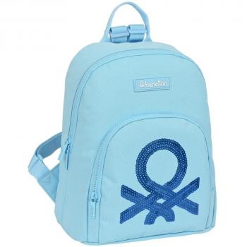 Mochila Benetton Sequins 25x30x13cm Azul Claro Casual 13L
