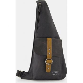 STEPPING STRONG STAMP - Mochila cruzada de hombre en lona color negro