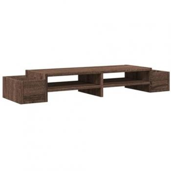 Soporte de pantalla con almacenaje marrón roble 100x27x15 cm