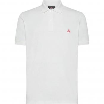 Men's Classic Cotton Pique Polo Shirt with Logo Embroidery - White