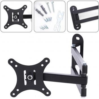 Soporte Giratorio de Pared para TV de Movimiento Completo, Montaje Duradero en Color Negro, Compatible con Pantallas Planas LCD/LED de 10-32 Pulgadas