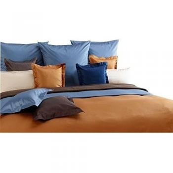 CURT BAUER Mako-Satin-ropa de cama 135 x 200 cm Uni + 80 x 80 cm color sombras azules