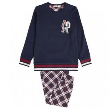 Pijama Largo de Punto Azul Marino para Niño ADMAS con Manga Larga Family