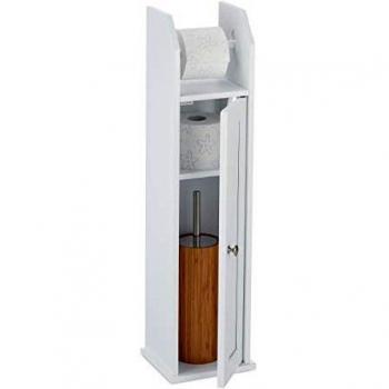 Portarrollos de Baño de Pie Slim para 5 Rollos de Papel Higiénico, Soporte MDF Blanco, 78,5 x 20 x 18 cm - Relaxdays