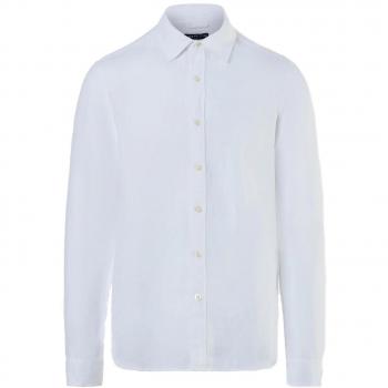 North Sails White Linen Shirt - XL, Casual Shirt, Male, Color: White, Size: XL, Embroidered Linen Button-Up Shirt