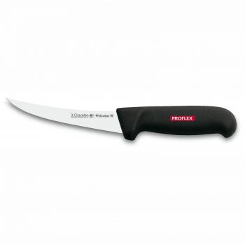 Cuchillo deshuesador curvo semi-flexible de 13 cm con mango negro - 3 Claveles Proflex 8183