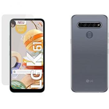 Pack 2 en 1 Funda Gel Transparente + Protector de Cristal Templado para LG K61 - Protección Completa