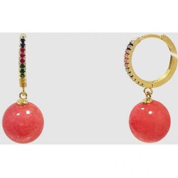 Pendientes Gems criolla con jade naranja esférico