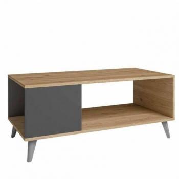 Mesa de Centro Odda en color pizarra y naturale, estilo industrial, dimensiones 100x42x50 cm