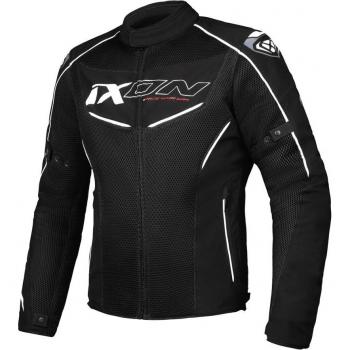 Ixon Chaqueta de Moto Flicker Negro-Blanco, chaqueta textil de motocicleta, color negro y blanco, talla L