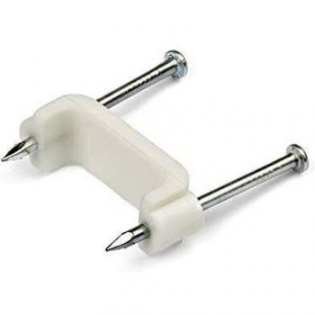 StarTech.com 100 Pack Cable Clips with Nails - Two Steel Nails - Reusable Nail-in Clamps - Brick/Drywall Cable Fasteners - Ethernet Cord/AV/Coax Cable - Mounting Cable Tacks - White - TAA