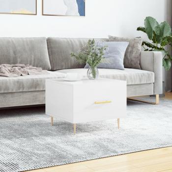 Mesa de salón blanca pulida 50x50x40 cm de madera multicapa y brillo blanco de ingeniería Vidaxl