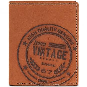 SKPAT - Cartera Billetero de Hombre Vintage en Piel con Protección RFID, Color Marrón