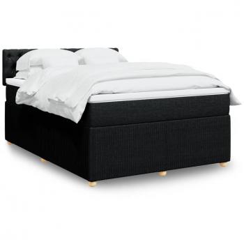 Cama Box Spring con Colchón de Tela Negro 140x190 cm