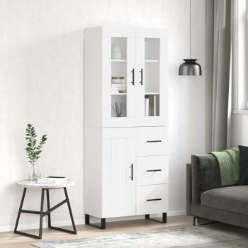Armario alto de madera multicapa blanco pulido 69,5x34x180 cm