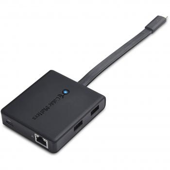 Cable Matters USB-C Multiport Docking Station with Dual 4K DisplayPort, 2x USB 2.0 Ports, Fast Ethernet, and 60W Power Delivery - Compatible with USB-C & Thunderbolt 3 in Black